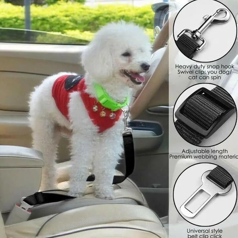 2 Pack Dog Harness Car SUV Seatbelt Connector Restrain Adjustable